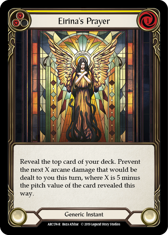 Eirina's Prayer (Yellow) [ARC174-R] (Arcane Rising)  1st Edition Rainbow Foil | Gamers Paradise