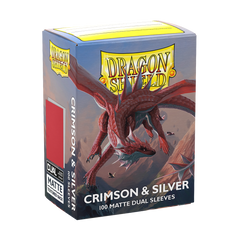 Dragon Shield: Standard 100ct Sleeves - Crimson & Silver (Dual Matte) | Gamers Paradise