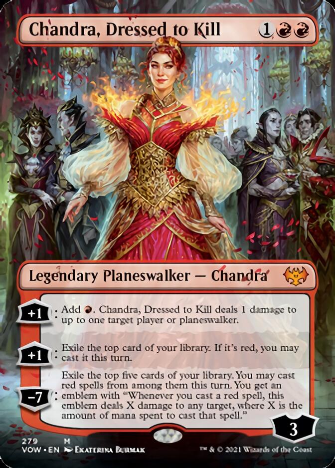 Chandra, Dressed to Kill (Borderless) [Innistrad: Crimson Vow] | Gamers Paradise