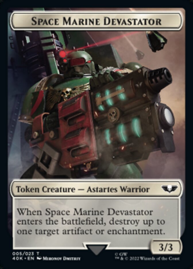 Soldier (002) // Space Marine Devastator Double-Sided Token (Surge Foil) [Warhammer 40,000 Tokens] | Gamers Paradise