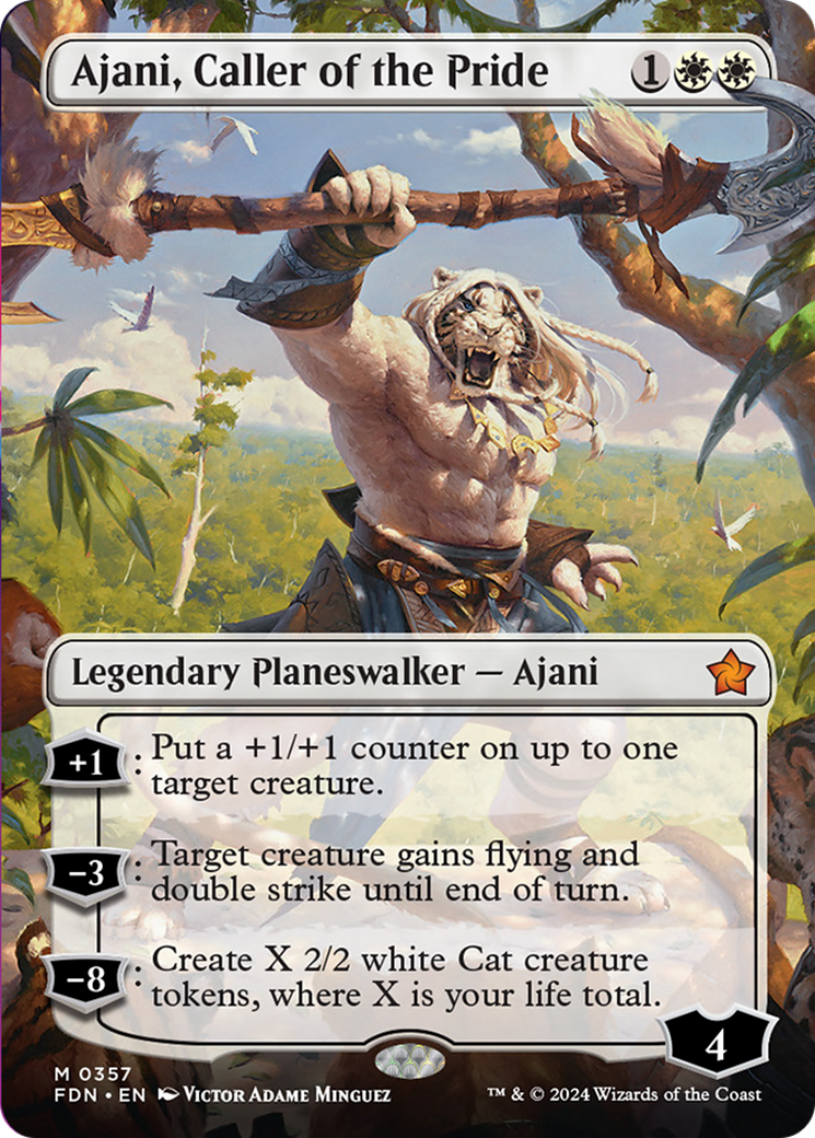 Ajani, Caller of the Pride (Borderless) [Foundations] | Gamers Paradise