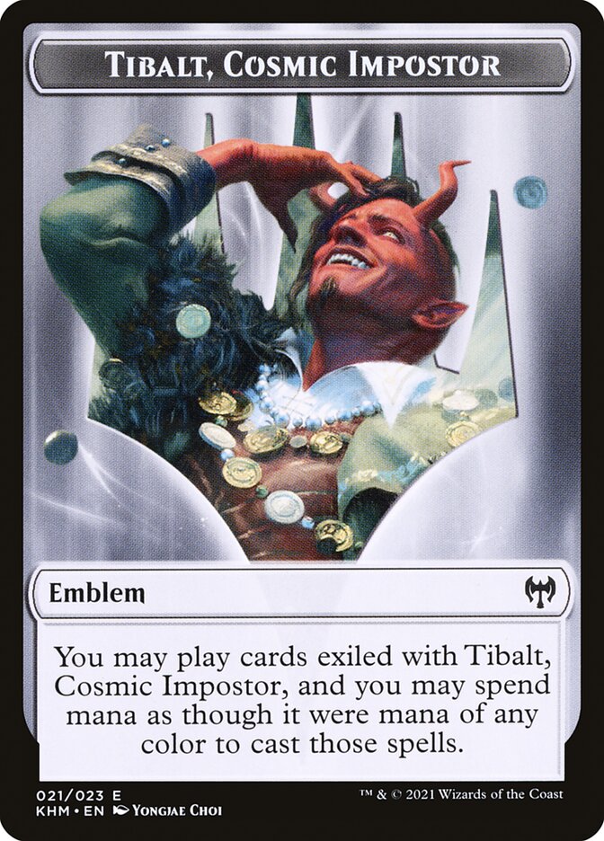Elf Warrior // Tibalt, Cosmic Impostor Emblem Double-Sided Token [Kaldheim Tokens] | Gamers Paradise