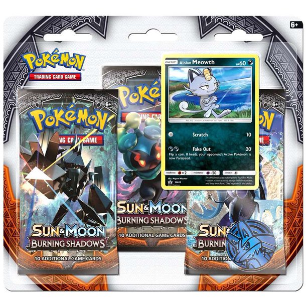 Sun & Moon: Burning Shadows - 3-Pack Blister (Alolan Meowth) | Gamers Paradise