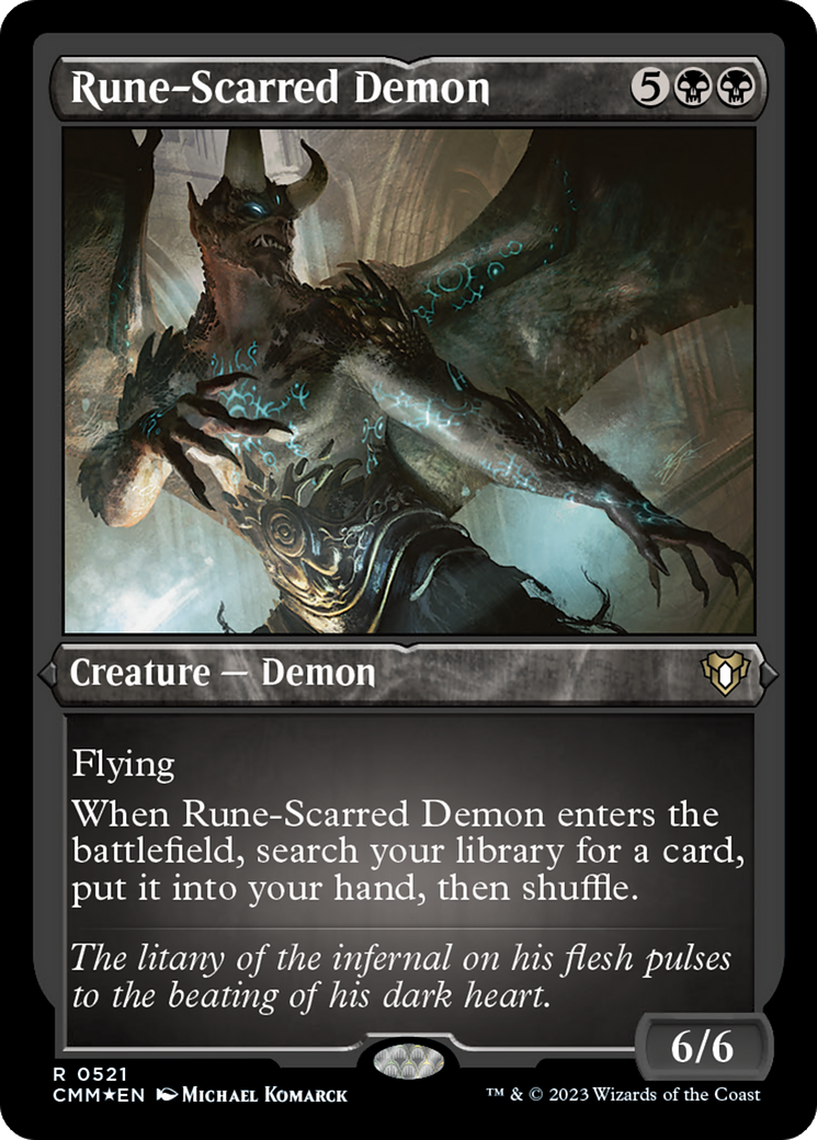 Rune-Scarred Demon (Foil Etched) [Commander Masters] | Gamers Paradise