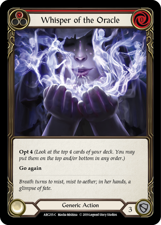 Whisper of the Oracle (Red) [ARC215-C] (Arcane Rising)  1st Edition Rainbow Foil | Gamers Paradise
