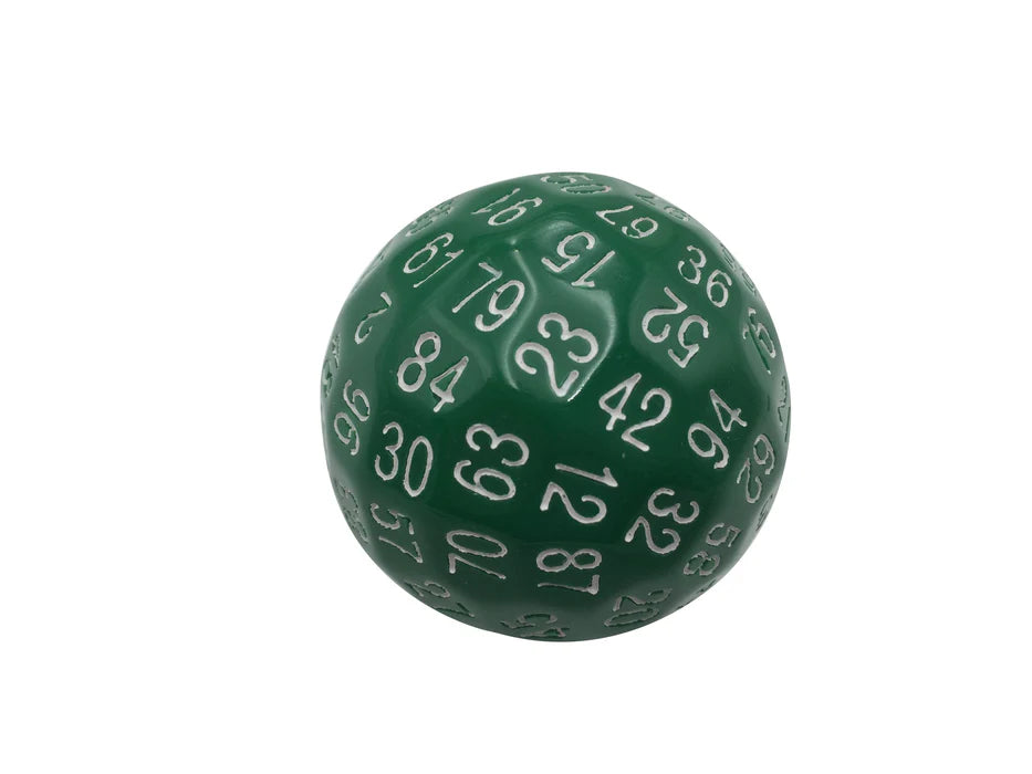 Single Green D100 Opaque Polyhedral Dice with White Numbers for RPGS | Gamers Paradise