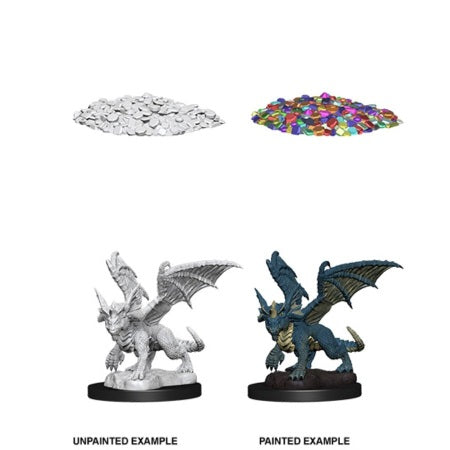 DUNGEONS AND DRAGONS: NOLZUR'S MARVELOUS UNPAINTED MINIATURES -W10-BLUE DRAGON WYRMLING | Gamers Paradise