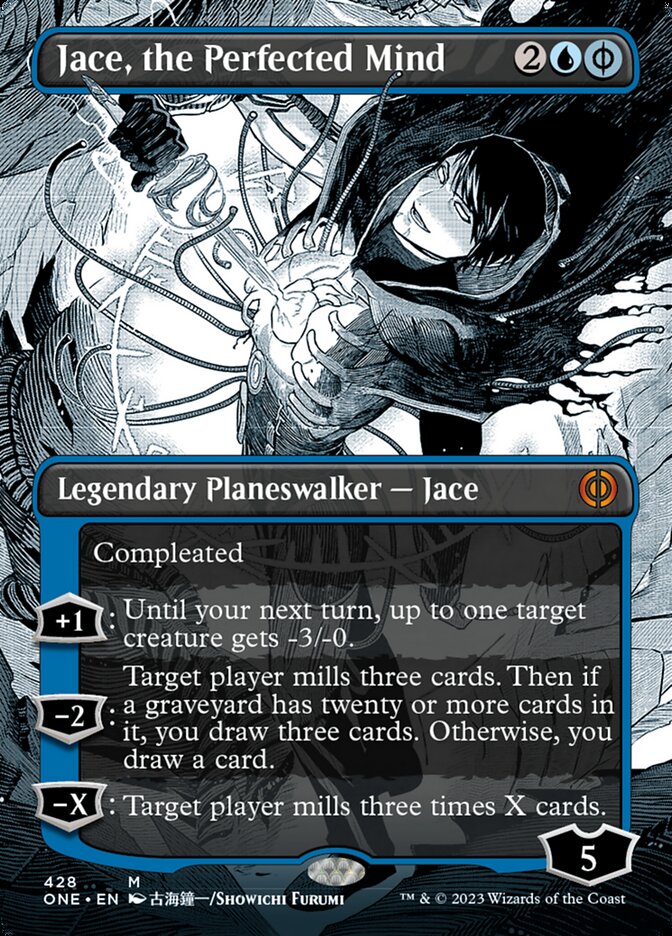 Jace, the Perfected Mind (Borderless Manga Step-and-Compleat Foil) [Phyrexia: All Will Be One] | Gamers Paradise