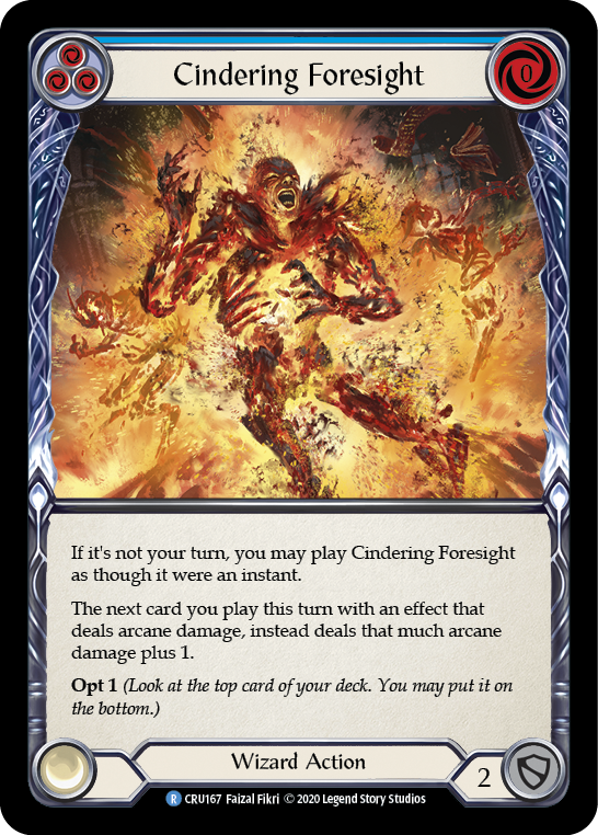 Cindering Foresight (Blue) [CRU167] 1st Edition Rainbow Foil | Gamers Paradise