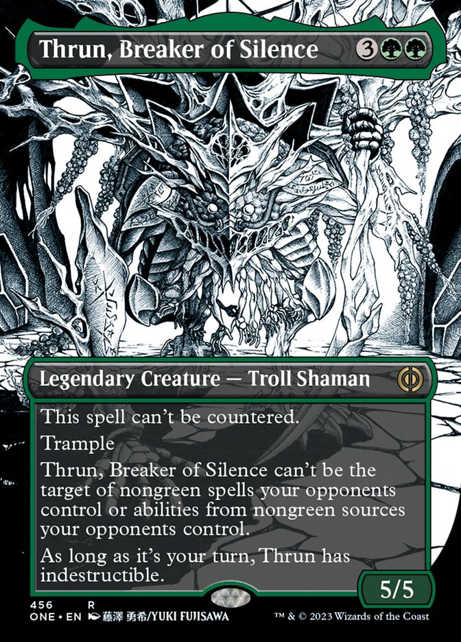 Thrun, Breaker of Silence (Borderless Manga Step-and-Compleat Foil) [Phyrexia: All Will Be One] | Gamers Paradise
