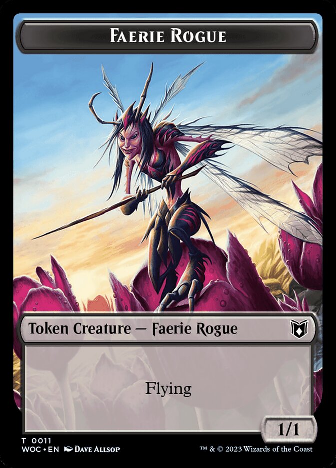 Faerie Rogue // Faerie (0011) Double-Sided Token [Wilds of Eldraine Commander Tokens] | Gamers Paradise