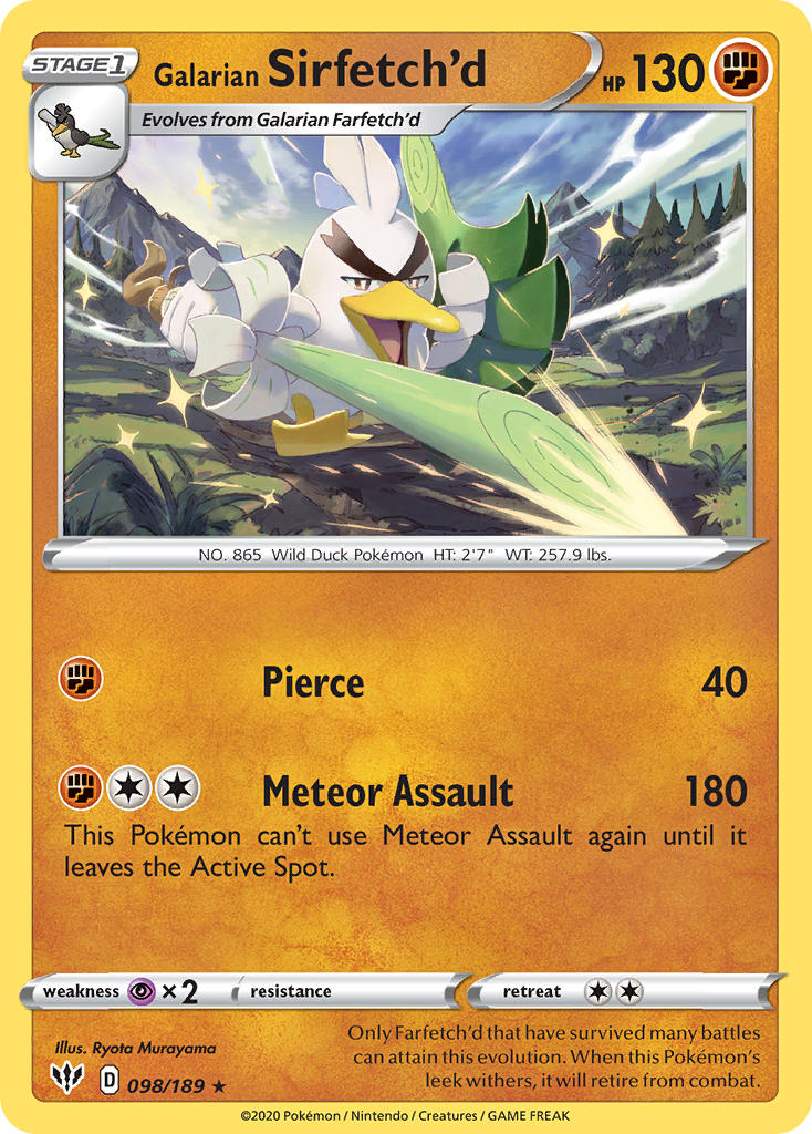 Galarian Sirfetch'd (098/189) (Cracked Ice holo) (Theme Deck Exclusive) [Sword & Shield: Darkness Ablaze] | Gamers Paradise