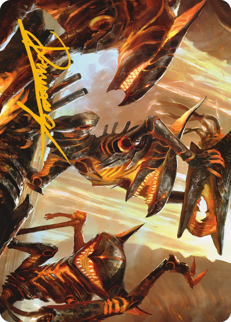 Gleeful Demolition Art Card (Gold-Stamped Signature) [Phyrexia: All Will Be One Art Series] | Gamers Paradise