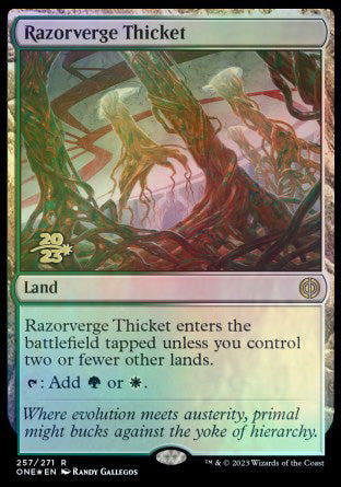 Razorverge Thicket [Phyrexia: All Will Be One Prerelease Promos] | Gamers Paradise