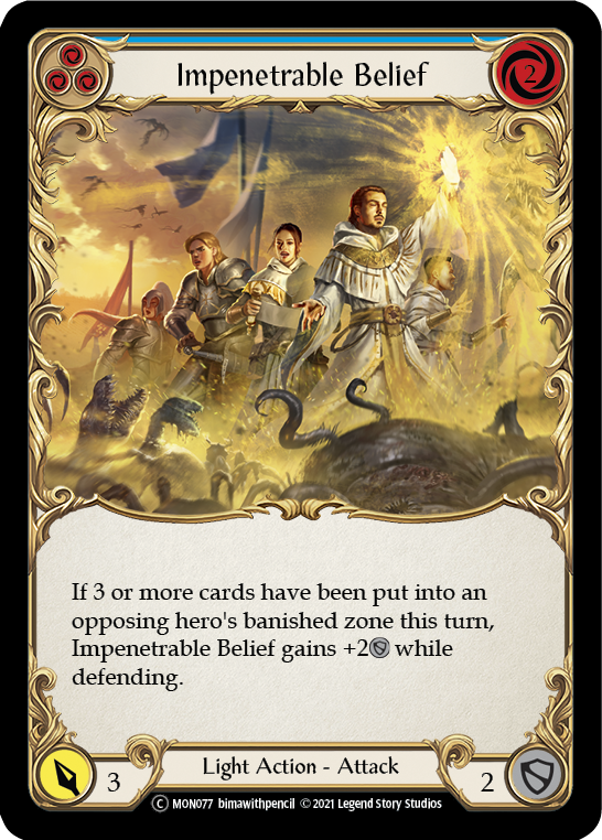 Impenetrable Belief (Blue) [U-MON077-RF] Unlimited Rainbow Foil | Gamers Paradise