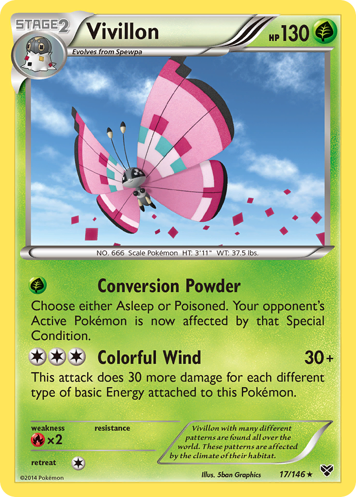 Vivillon (17/146) (Meadow Form/Pink Wings) [XY: Base Set] | Gamers Paradise