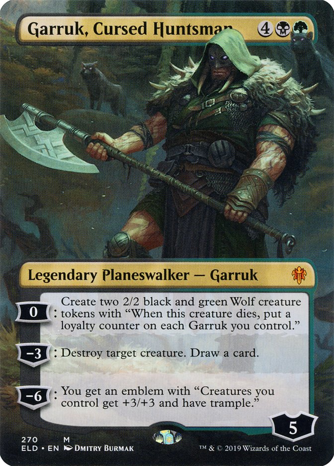 Garruk, Cursed Huntsman (Borderless) [Throne of Eldraine] | Gamers Paradise