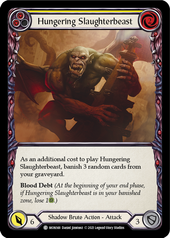 Hungering Slaughterbeast (Yellow) [MON148-RF] 1st Edition Rainbow Foil | Gamers Paradise