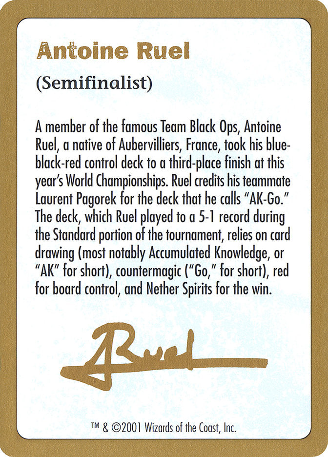 Antoine Ruel Bio [World Championship Decks 2001] | Gamers Paradise