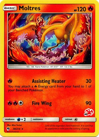 Moltres (38/214) (Charizard Stamp #46) [Battle Academy 2020] | Gamers Paradise