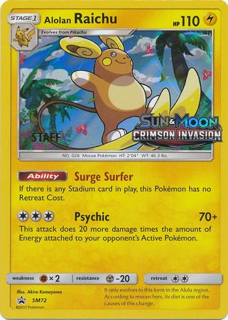 Alolan Raichu (SM72) (Staff Prerelease Promo) [Sun & Moon: Black Star Promos] | Gamers Paradise