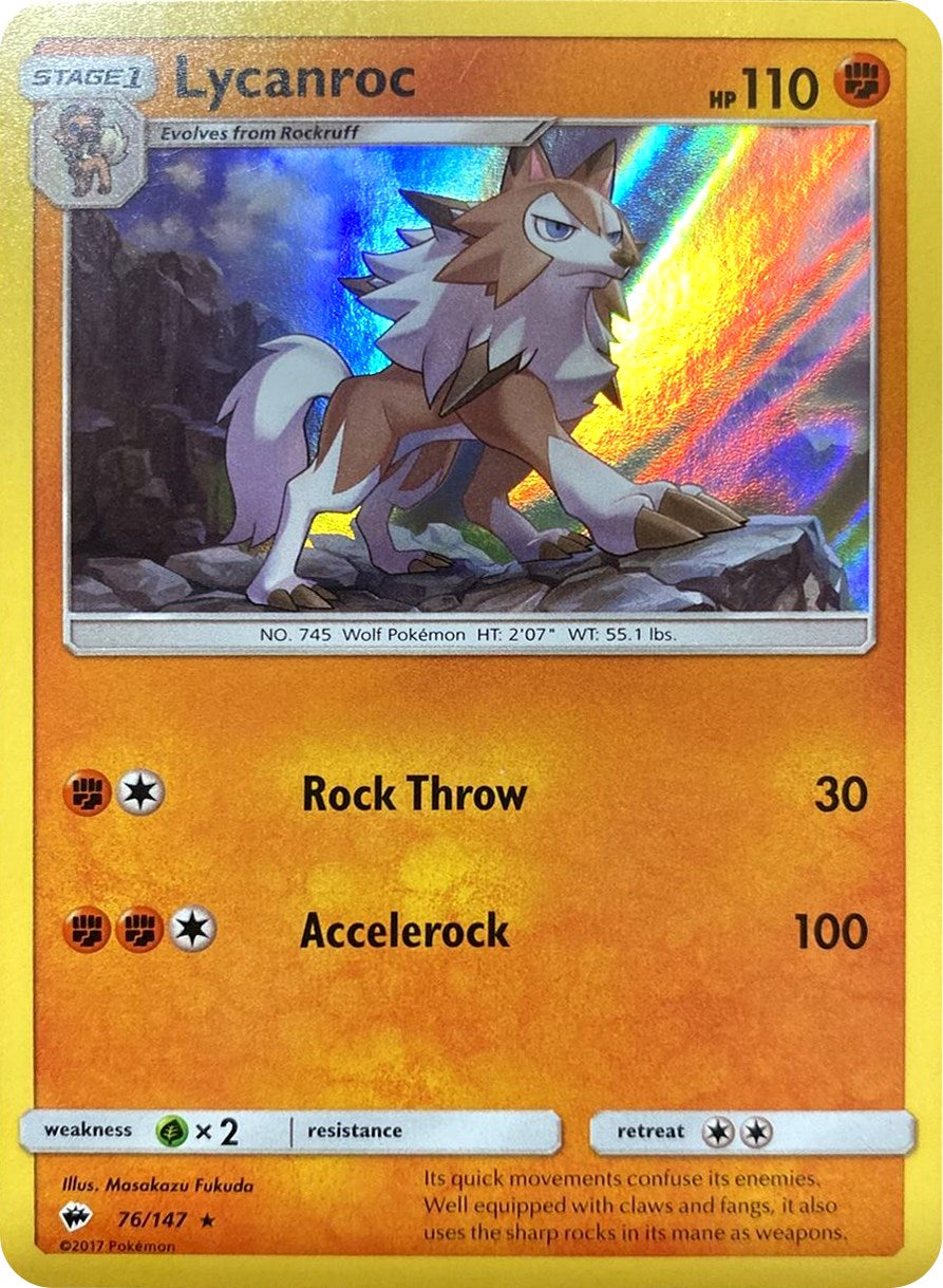 Lycanroc (76/147) (Water Web Holo) [Sun & Moon: Burning Shadows] | Gamers Paradise