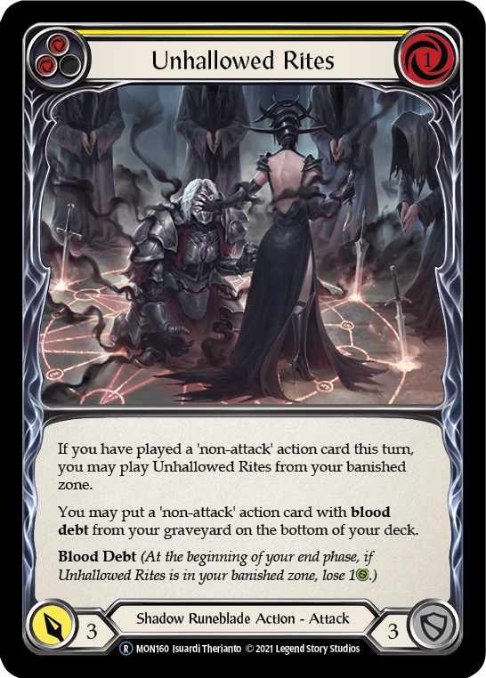 Unhallowed Rites (Yellow) [U-MON160-RF] Unlimited Rainbow Foil | Gamers Paradise