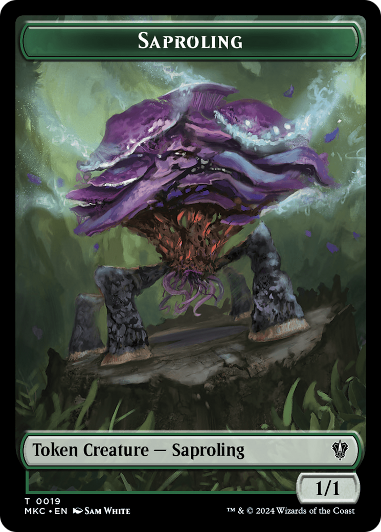 Saproling // Manifest Double-Sided Token [Murders at Karlov Manor Commander Tokens] | Gamers Paradise