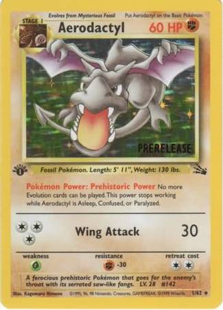 Aerodactyl (1/62) (Prerelease Promo) [Fossil 1st Edition] | Gamers Paradise