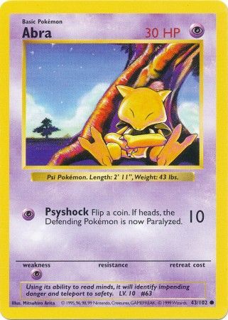 Abra (43/102) [Base Set Shadowless Unlimited] | Gamers Paradise