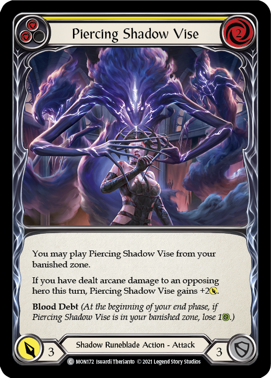 Piercing Shadow Vise (Yellow) [MON172-RF] 1st Edition Rainbow Foil | Gamers Paradise