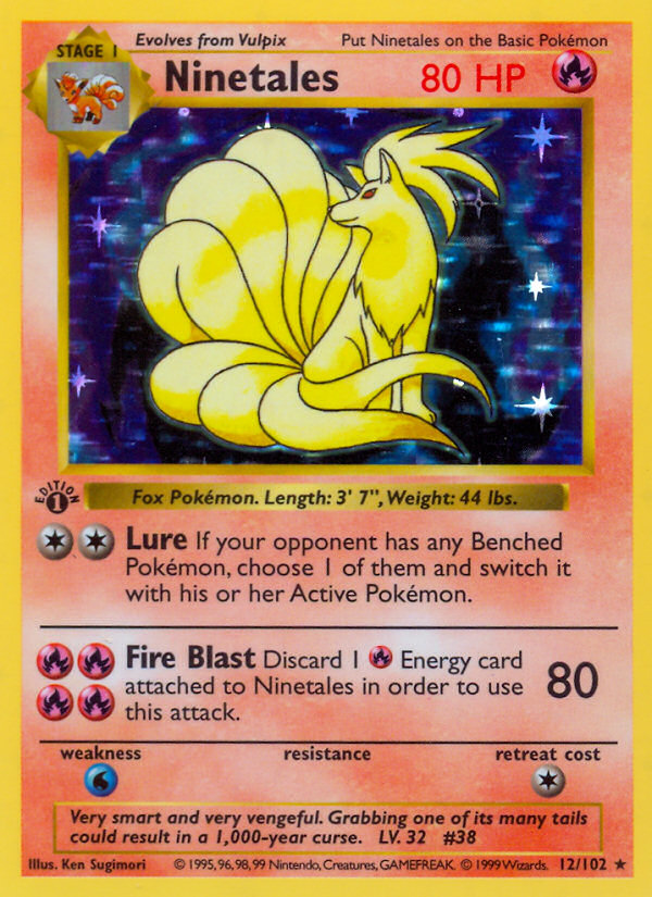 Ninetales (12/102) (Shadowless) [Base Set 1st Edition] | Gamers Paradise
