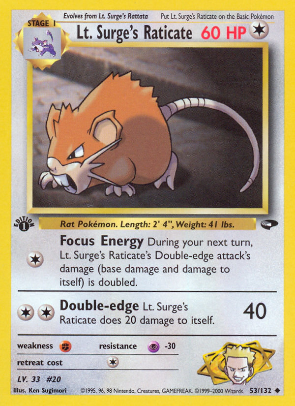 Lt. Surge's Raticate (53/132) [Gym Challenge 1st Edition] | Gamers Paradise