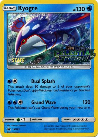 Kyogre (SM129) (Staff Prerelease Promo) [Sun & Moon: Black Star Promos] | Gamers Paradise