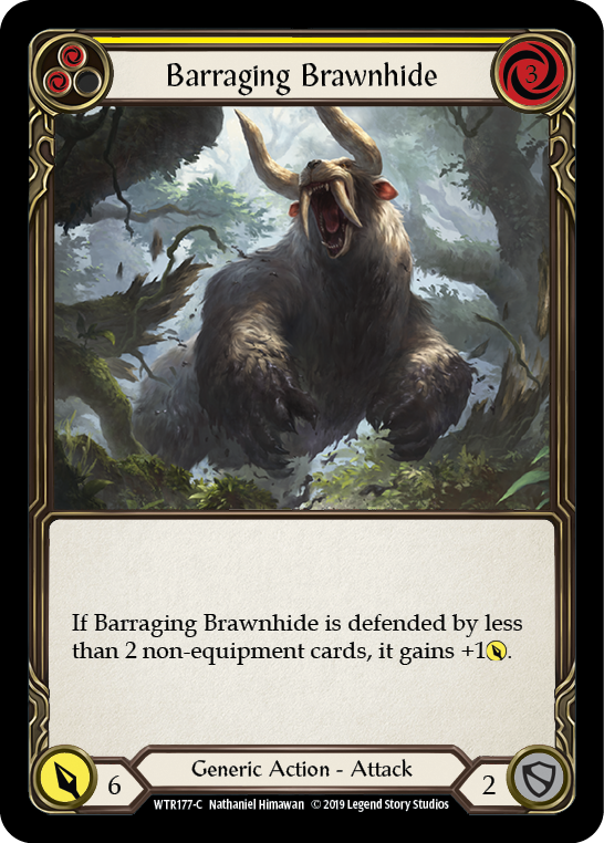 Barraging Brawnhide (Yellow) [WTR177-C] Alpha Print Rainbow Foil | Gamers Paradise