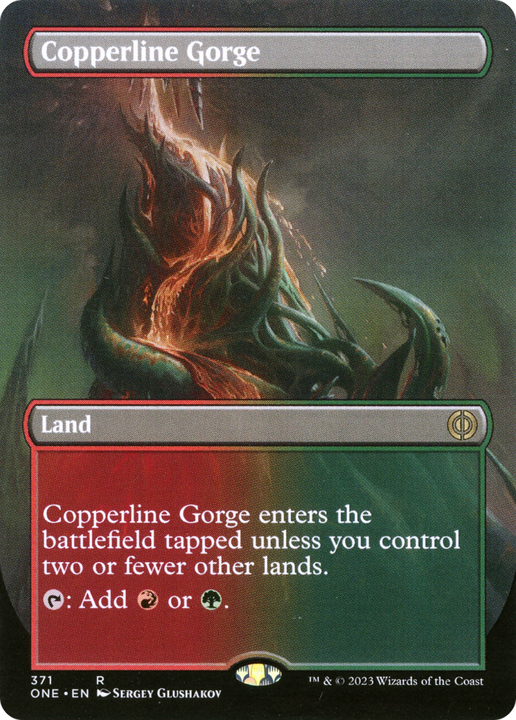 Copperline Gorge (Borderless Alternate Art) [Phyrexia: All Will Be One] | Gamers Paradise