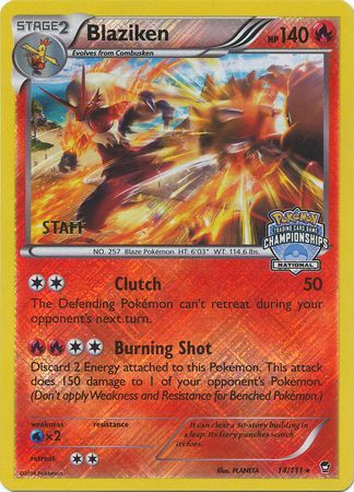 Blaziken (14/111) (Staff National Championship Promo) [XY: Furious Fists] | Gamers Paradise