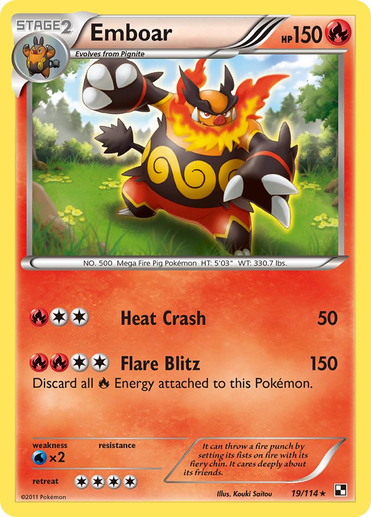 Emboar (19/114) (Cracked Ice Holo) (Theme Deck Exclusive) [Black & White: Base Set] | Gamers Paradise