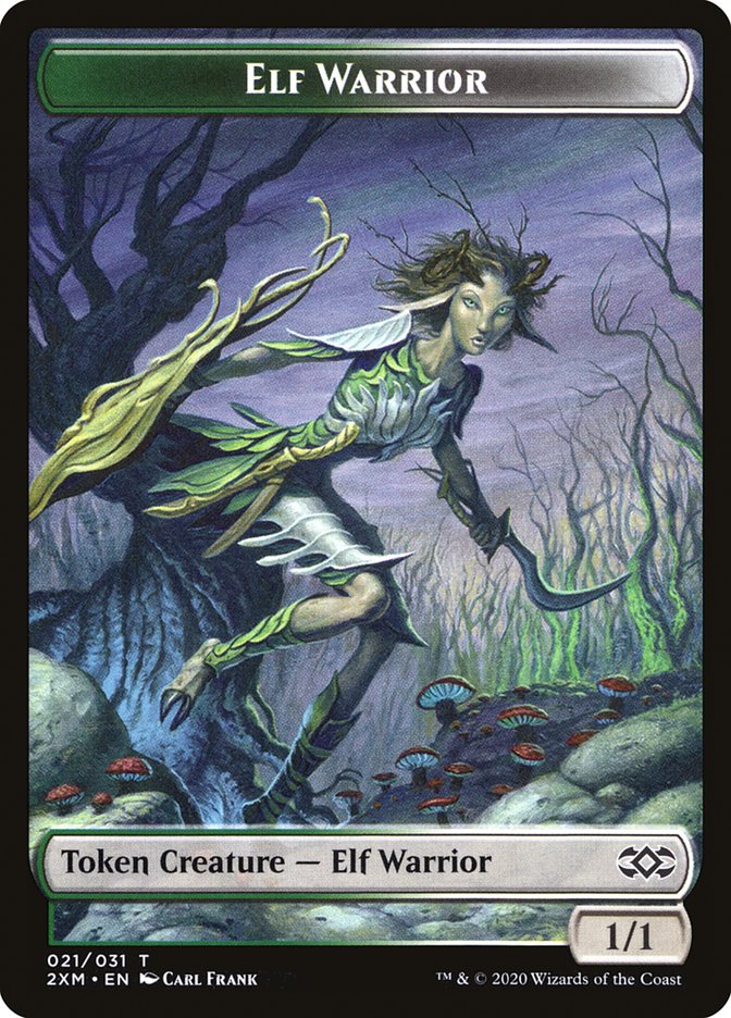 Golem // Elf Warrior Double-Sided Token [Double Masters Tokens] | Gamers Paradise