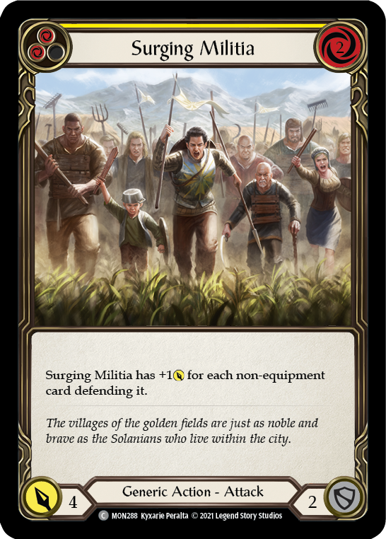 Surging Militia (Yellow) [MON288-RF] 1st Edition Rainbow Foil | Gamers Paradise