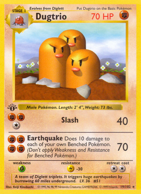 Dugtrio (19/102) (Shadowless) [Base Set 1st Edition] | Gamers Paradise