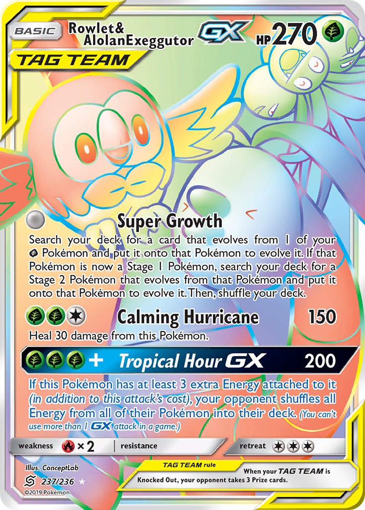 Rowlet & Alolan Exeggutor GX (237/236) [Sun & Moon: Unified Minds] | Gamers Paradise