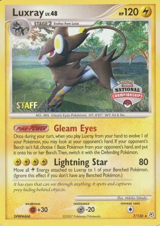 Luxray (7/130) (National Championships) (Staff) [Diamond & Pearl: Base Set] | Gamers Paradise