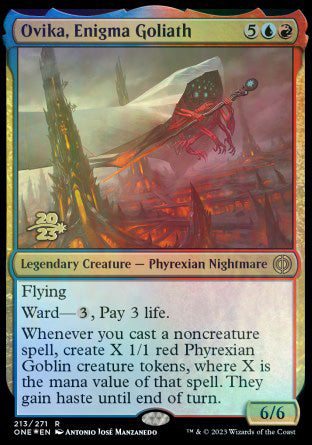 Ovika, Enigma Goliath [Phyrexia: All Will Be One Prerelease Promos] | Gamers Paradise