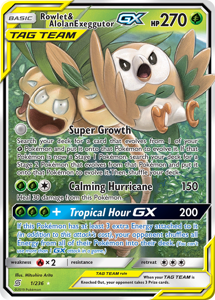 Rowlet & Alolan Exeggutor GX (1/236) [Sun & Moon: Unified Minds] | Gamers Paradise