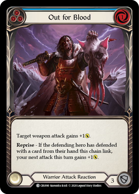 Out for Blood (Blue) [CRU090] 1st Edition Rainbow Foil | Gamers Paradise