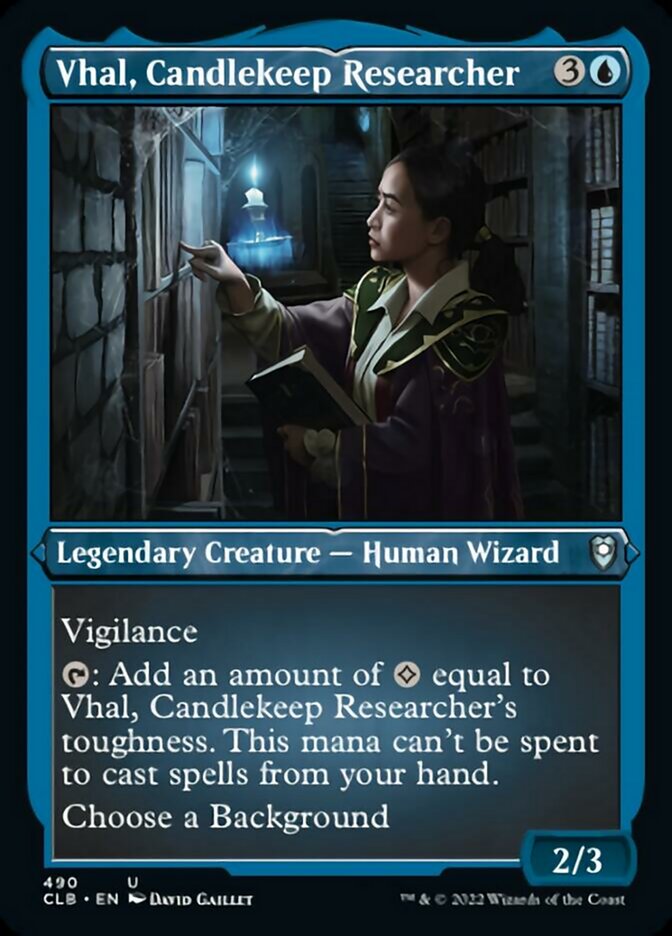 Vhal, Candlekeep Researcher (Foil Etched) [Commander Legends: Battle for Baldur's Gate] | Gamers Paradise