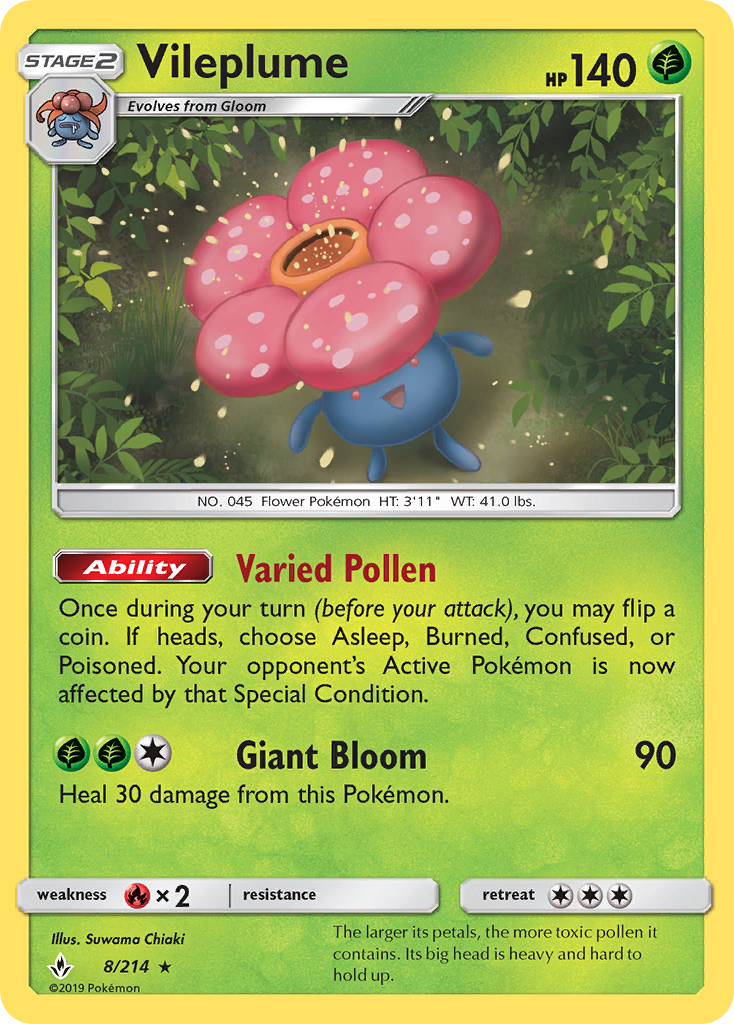 Vileplume (8/214) [Sun & Moon: Unbroken Bonds] | Gamers Paradise