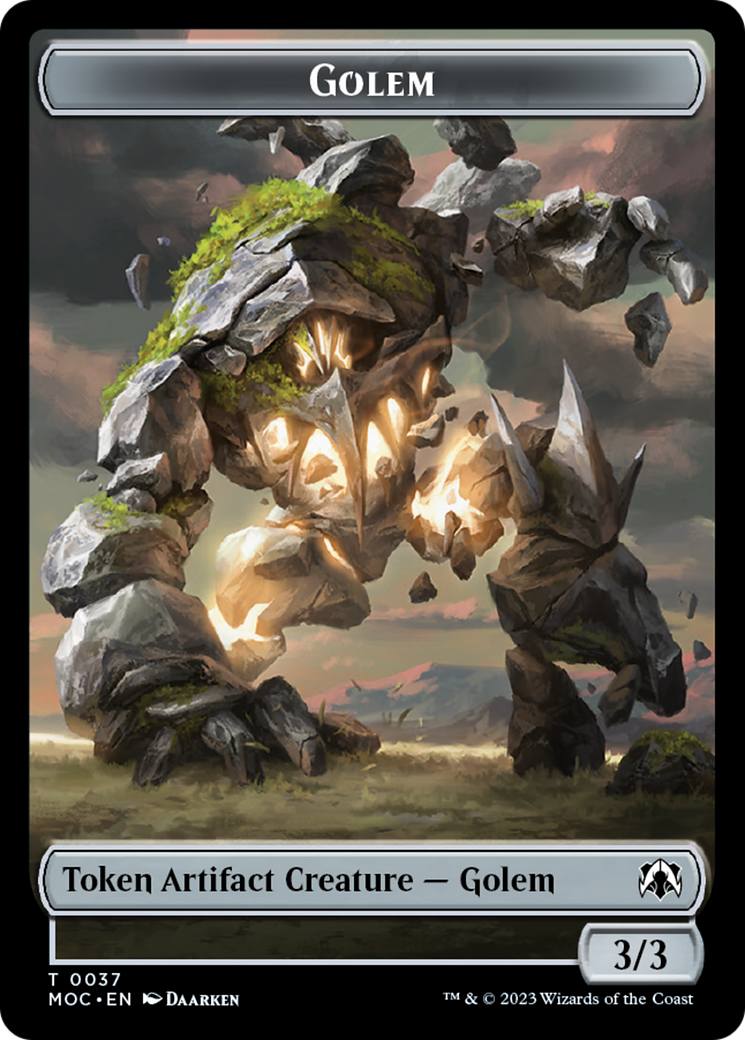 Golem // Clue Double-Sided Token [March of the Machine Commander Tokens] | Gamers Paradise