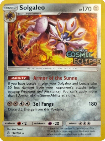 Solgaleo (142/236) (Cosmos Holo) [Sun & Moon: Cosmic Eclipse] | Gamers Paradise